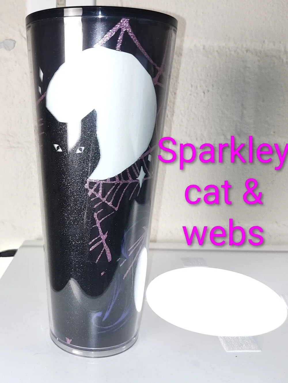 Starbucks 2021 Halloween Glow in the Dark Black Cat tumbler Cold Cup Venti 24oz
